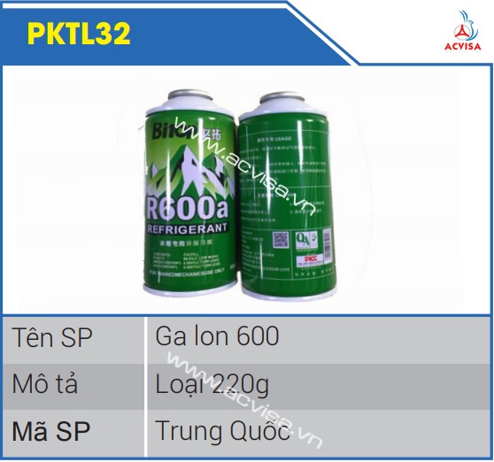 Gas lon 600 loại 220g PKTL32 - Vật Tư Acvisa - Công Ty TNHH Đầu Tư Và Phát Triển Acvisa Việt Nam